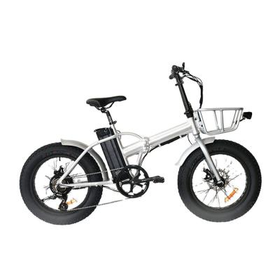 China Aluminum Alloy 20 Inch Fat Tire Folding Mini Adult Bicycle Electric Bicycle Outdoor Travel With Basket Shock Proof Lithium Electric Bicycle for sale