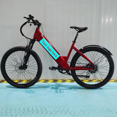 China Aluminum alloy women city electric bicycle with PAS Emaxi hidden battery ebike step through frame CE certified EN15194 for sale