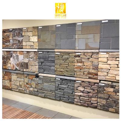 China BOTON Stone Modern Exterior Artificial Slate Cladding Cultural Decorative Stones Veneer Faux Stone Wall Panels for sale