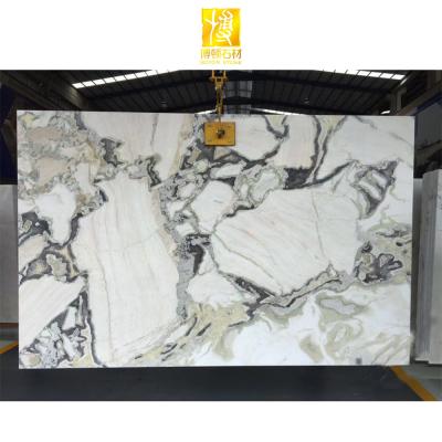 China Modern Picasso PIERRE BOTON Table Top Slab White Marble With Green Veins Marble Flooring Tile Marbling for sale