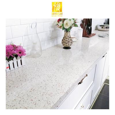 China Modern White Quartz Mirror Tile Quartz Stone Slab For Countertops Vanities for sale