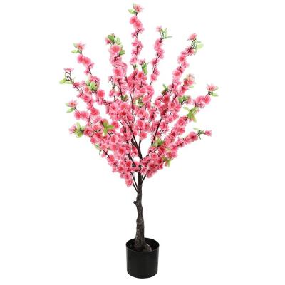 China Environmentally Friendly Plastic Dry Artificial Flower Tree Large Peach Blossom Tree Living Room Artificial Green Plants Decoration for sale