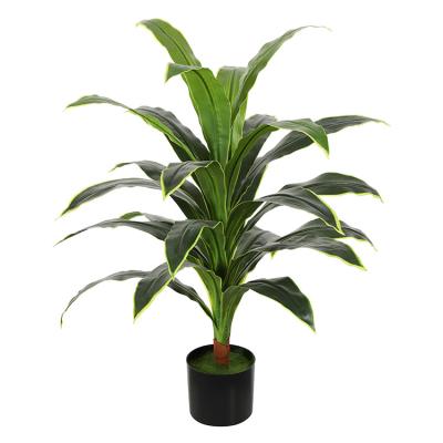 China 105CM Environment Friendly Simulation Iron Sheet Plants Bedroom Green Plant Yellow Lined Home Decoration for sale