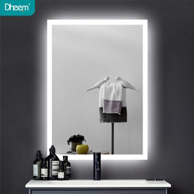 China DHEEM Magnifying Modern Hotel Led Lighted Backlit Smart Bathroom Wall Vanity Mirror for sale