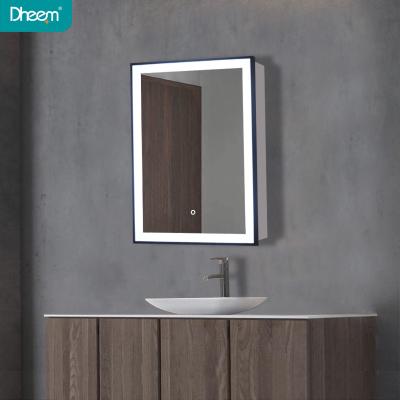 China DHEEM modern wall ip44 aluminum led bathroom lighted mirror medicine cabinet for sale