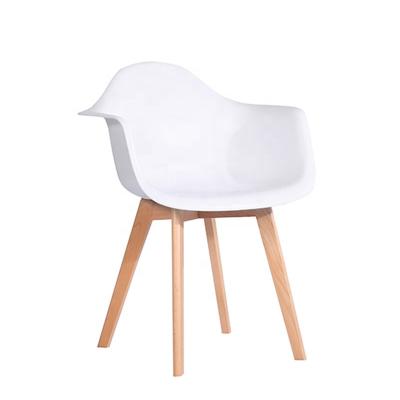 China Restaurant Modern Beech Wood Arm Leg PP Solid Wood Plastic Egg Chair Office Egg Chair White for sale