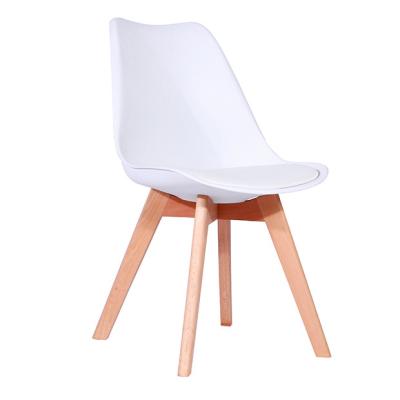 China DESK CHAIR BAZHOU Office Lounge Restaurant Plastic Wooden Leg PP Tulip Chair With Cushion for sale