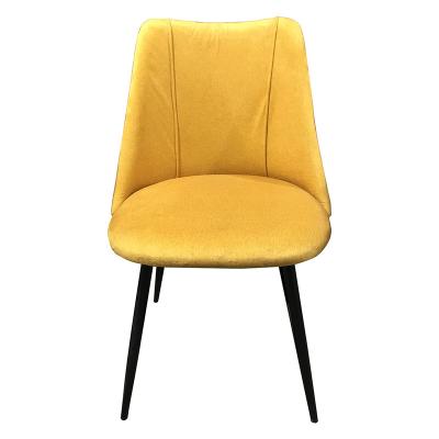 China Dining Chair Soft Yellow Modern Minimalist Home Velvet Metal Foot Casual Lightweight Luxury Velvet Dining Chair for sale