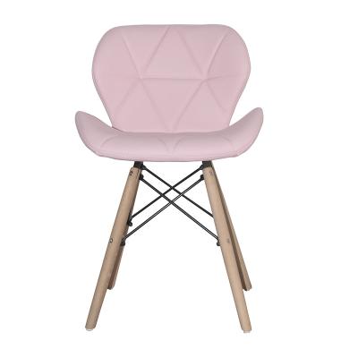 China Dining Chair Pink Office Living Room Polyethylene Plastic Chair PP Dining Chair With Beech Wood Leg for sale