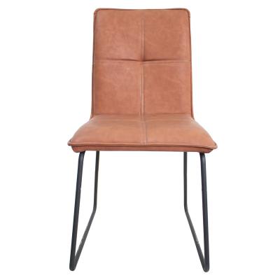 China Modern Vintage PU Tofu Shape Back Dining Chair Black Leg for sale