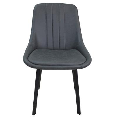 China Modern PU Dining Chair PU Room Chair Black With Black Leg for sale