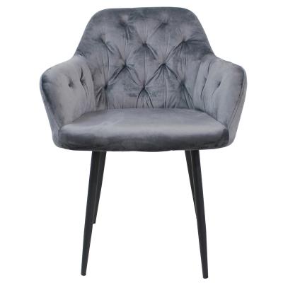 China Modern Hot Sale Fabric Armchair With Big KD Button And Leg Dining Chair for sale