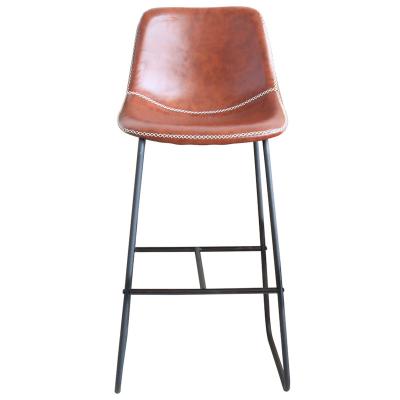 China Modern Vintage PU KD Leg Bar Stool Bar Chair With Black Leg for sale