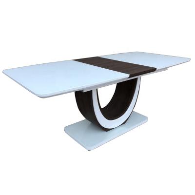 China Glossy Hot Extendable Marble Modern Design MDF Top Selling MDF Coffee Table High Eyed Dining Table for sale