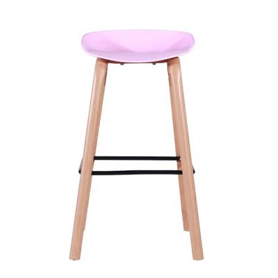 China Modern Modern Plastic PP Bar Stool Chair Wood Looks Metal Leg for sale