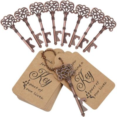 China Vintage Stocked Wedding Favors Gifts For Guest Fake Key Bottle Opener With Escort Tag Card for sale