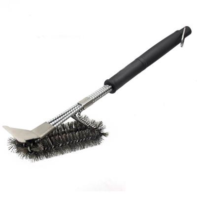 China Factory Direct Selling Welded Brush and Scraper BBQ Grill Brush for Grill 3 in 1 Bristle Grill Cleaning Brush for sale