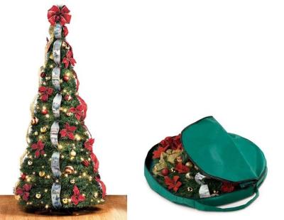 China Eco-Friendly 6ft Pre-Decorated Christmas Tree - Pop Up Christmas Tree With Lights & Decorations Folding Christmas Tree With Pre Lights for sale