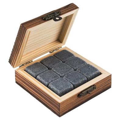 China Top Selling Stored Custom Logo 2pcs Crystal Whiskey Glasses With Free Whiskey Cooling Stones With Wooden Box Gift Set for sale