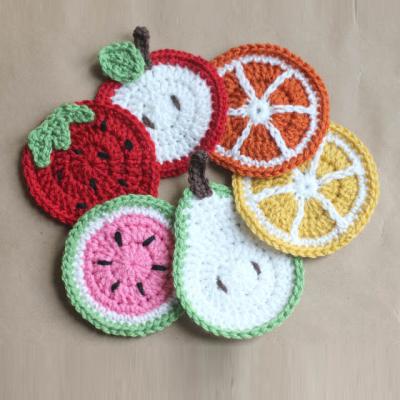 China Sustainable Handmade Knitted Cotton Crochet Lace Coaster Cup Rug for sale