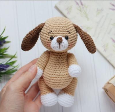 China 100% Soft Toy Handmade Amigurumi Crochet Knitted Mini Toy Cute Dog Stuffed Crochet Animal Toys for sale