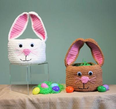 China More than 100 styles for choose Crochet Baby Easter Bunny Plush Carrot Baskets Easter Egg Toys Bunny Easter Basket Great for Kids Gift Decoration for sale