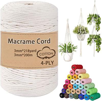 China Home hot cotton twisted rope cotton rope macrame textile sale cotton macrame rope nature color braid rope for sale