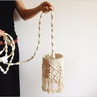 China Minimalist style Bohemian hand & ctton creative rope woven material macrame wall hanging for decoration lampshade for sale