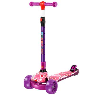 China Adjustable Wheels Children Light 50mm Load Height Foldable Handlebar Kids Kick Scooter CE Certificate 50KG High Quality Made Pink Max Yellow Green Orange for sale