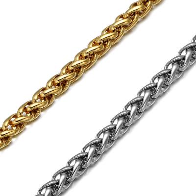 China CLASSIC Factory Custom Necklace 316 Stainless Steel Gold Wheat Chain Chain For Men for sale