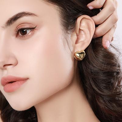 China Simple Design Cute High Polishing Statement Earring Gold Korean Stud Earrings For Women 2021 for sale