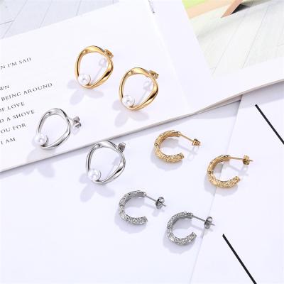 China Tin Foil Design C Shape Earrings Stainless Steel Jewelry Women Unique Antique Casual/Sport Earring for sale