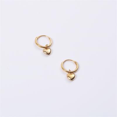 China Cute new arrival tasty stainless steel huggie heart earring 18K gold plated Korean circle earrings for sale