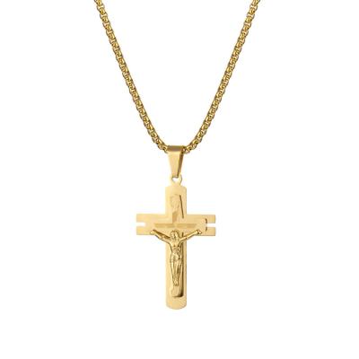 China Brazilian Religious Fashion Jewelry Gold Plated Gold Chain Cross Pendant Necklace for sale