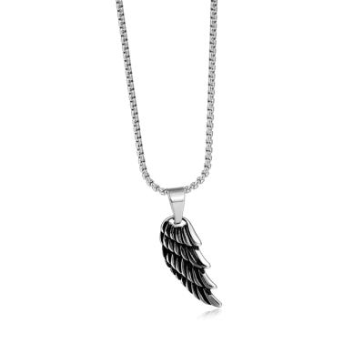 China Fast Delivery Custom Stainless Steel Gold Feather Angel Wing Necklace Pendant for sale