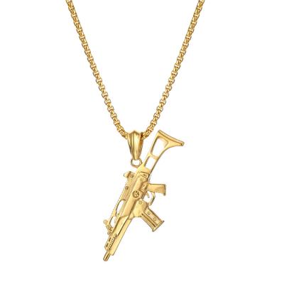 China New Design Men's Jewelry Men's Game Jewelry Stainless Steel Gun Necklace Gold Pendant Necklace Men for sale