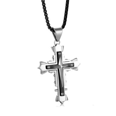 China Wholesale Stainless Steel Religious Jewelry China Nail Jesus Cross Pendant With Byzantine Chain for sale