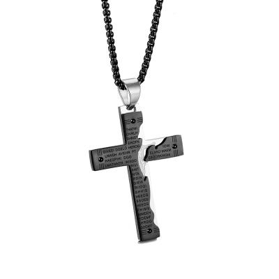 China TRENDY Religious Jewelry 316L Stainless Charm Cross Pendant With Engraved Prayer for sale