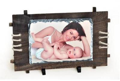 China Sublimation Medium wood frame stone paintingll Photo Slate for sale