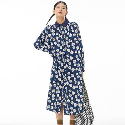 China Wholesale Plus Size Floral Dresses Plus Size Women's Temperament Long Sleeve Dress 2022 Spring New Look Ladies Slim Casual Dresses 1513 for sale