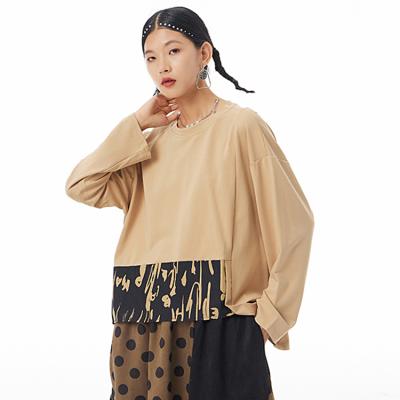 China Plus size 2022 new long sleeves spring sleeves shirts personality design plus size cotton asymmetrical T-shirt casual blouse 528 for sale