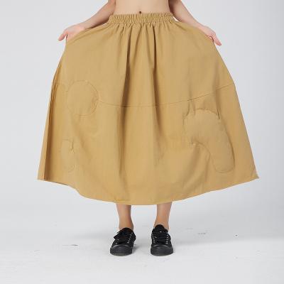 China Wholesale plus size plus size women's casual skirts new 2022 spring waist elastic solid color a line look girl's slim skirt 65855 for sale