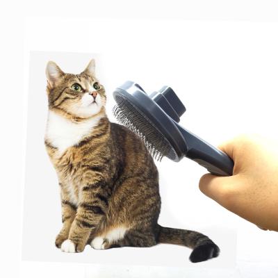 China 2021 Wholesale Compact Self Cleaning Needle Viable Cat Pets Tool Stainless Steel Dog Sweep Removal Dematting Hair Pet Grooming Comb for sale