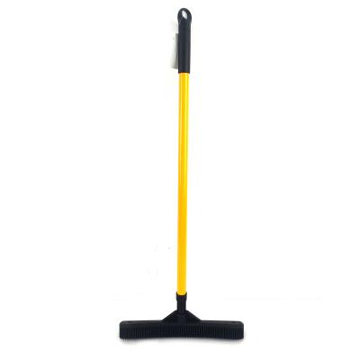 China Houshold Cleaning Pet Hair Removal Rubber Broom with Squeegee and Telescoping Handle for sale