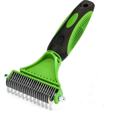 China 2 Viable Sided Pet Grooming Tool Stainless Steel Massage Hair Removal Comb Dog Dematting Tools for sale