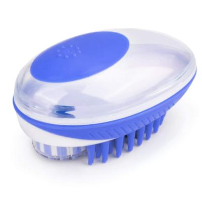 China 2 Viable in 1 Bath Massage Shampoo Dispenser Dog Grooming Shower Brush for Cat Pet Remove Loose Fur for sale