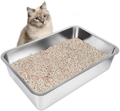 China Viable Pet Cat Litter Pan Stainless Steel Kitty Cat Toilet Box, Cat Sand Box, Cat Litter Box from Cat Clean Up Products Large Wholesale for sale