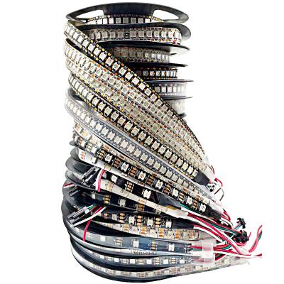 China LANDSCAPE DC5V WS2812B 5m/Roll Black/White PCB IP30/IP65/IP67 5050RGB Individually Addressable 30/60/144leds/m Smart Led Pixel Strip Light for sale