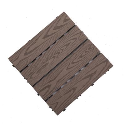 China Contemporary Woodgrain Hollow DIY Solid wpc Decking TILES Interlocking for Exterior Panels 30x30 cm for sale