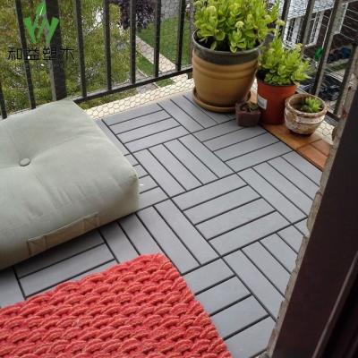 China Modern Wood Plastic Tiles Balcony Flooring Interlocking Decking Tiles Materials for sale